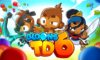 The featured image for our Bloons TD 6 tier list, featuring three characters from the game, such as the monkey, looking towards the camera mischeviously.