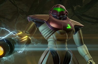 Samus gaining a weapon upgrade in Metroid Prime Remastered